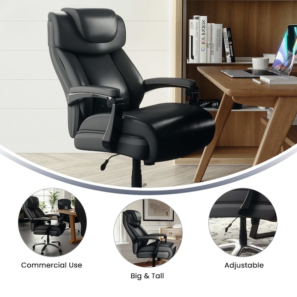 Flash Furniture Hercules Office Chair, Black Back, 30 in W 33" L 52" H, Padded - GO-2223-BK-GG