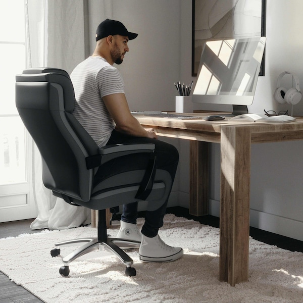 Flash Furniture Hercules Office Chair, Black Back, 30 in W 33" L 52" H, Padded - GO-2223-BK-GG