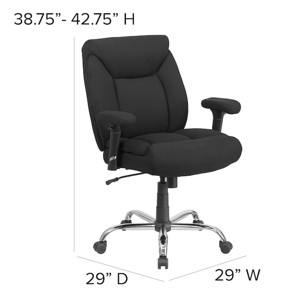 Flash Furniture Hercules Task Office Chair, Black Back, 29 in W 29" L 42-3/4" H, Adjustable Padded, Fabric Seat - GO-2073F-GG