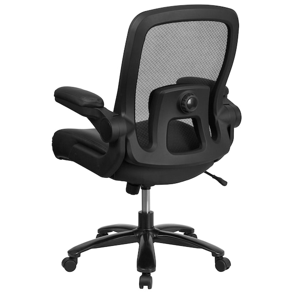 Flash Furniture Contemporary Office Chair, Black Back, 31-1/2 in W 28-1/2" L 47-1/2" H, Padded Flip-up - BT-20180-LEA-GG