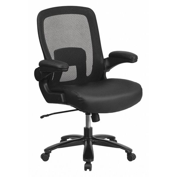 Flash Furniture Contemporary Office Chair, Black Back, 31-1/2 in W 28-1/2" L 47-1/2" H, Padded Flip-up - BT-20180-LEA-GG