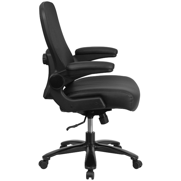 Flash Furniture Contemporary Office Chair, Black Back, 31-1/2 in W 28-1/2" L 47-1/2" H, Padded Flip-up - BT-20180-LEA-GG