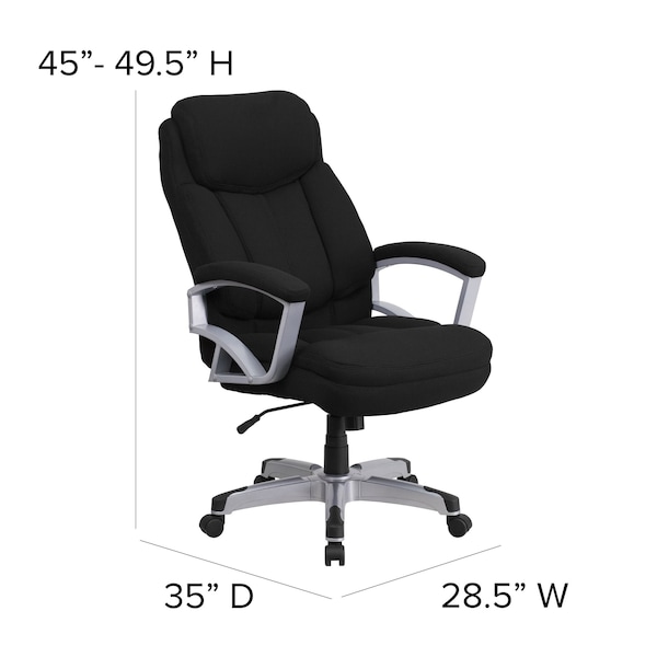 Flash Furniture Hercules Office Chair, Black Back, 28-1/2 in W 35" L 49-1/2" H, Padded - GO-1850-1-FAB-GG