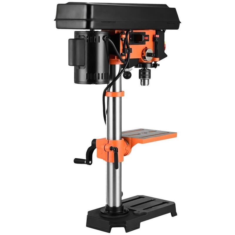 SVOPES Tabletop Drill Press: 3.2 Amp, 120-Volt, 5-Speed Settings, Cast Iron Construction, 10-In. Swing, 0-45° Tilt Worktable - TSZCD32A510HKFMUCV1-V0820