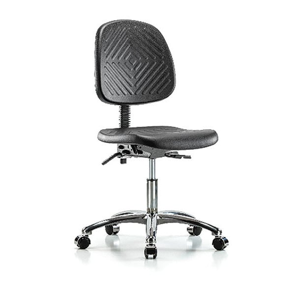 Blue Ridge Ergonomics Desk Chair Desk Chair, Med, Poly, Bk Chrm, Tilt, Casters, No Arms, 17" to 22" Height, Black; Blue - BR-PDHCH-MB-CR-T1-A0-CC