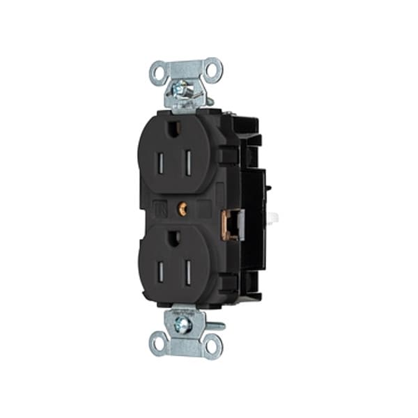 Hubbell Receptacle, 1/2 hp, 125V AC, NEMA 5-15R - 5262STBKTR