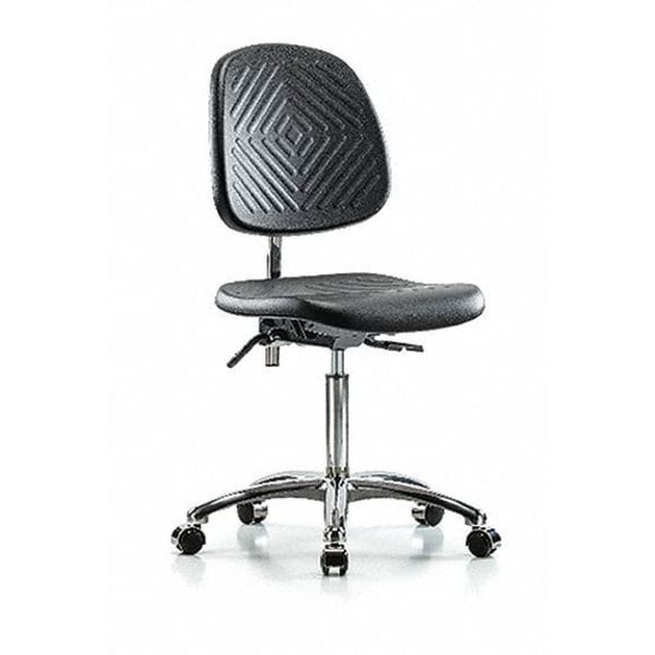 Zoro Select Clean Room Chair Ergonomic Chair, No Arms, 20-1/4" to 28" Height, Polyurethane, Black - BR-NCR-PMBCH-MB-CR-T1-A0-NF-CC-BLK
