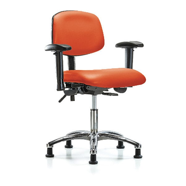 Blue Ridge Ergonomics Desk Chair Desk Chair, Vinyl, Chrome AA Glides, Orange, Adjustable Arms, 18" to 23" Height, Vinyl - BR-VDHCH-CR-T0-A1-RG-8613