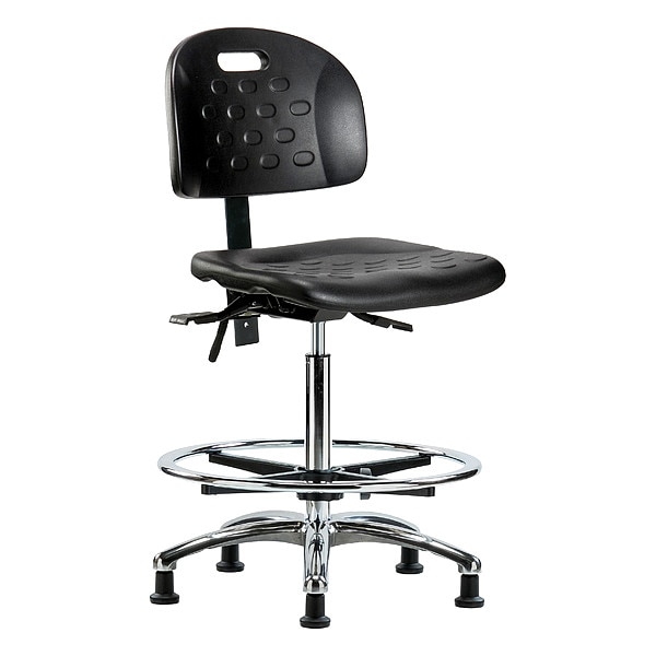 Zoro Select High Bench Chair Ergonomic Chair, No Arms, 24-3/4" to 35" Height, Polyurethane, Black - BR-HPHBCH-CR-T0-A0-CF-RG-BLK