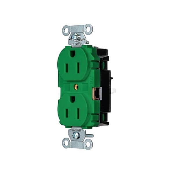 Hubbell Receptacle, 1/2 hp, 125V AC, NEMA 5-15R - 5252STGN