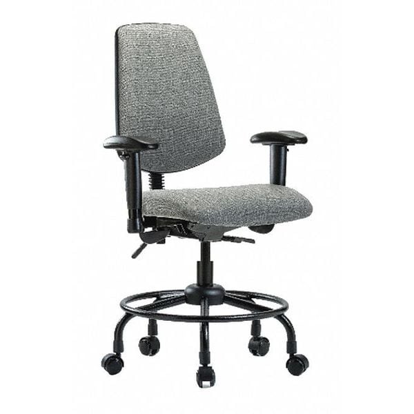 Blue Ridge Ergonomics Desk Chair Fab Desk Chair, Med, Bk, RT, AA, Cast, Gry, Adjustable Arms, 21" to 26" Height, Fabric, Grey - BR-FDHCH-MB-RT-T0-A1-RC-F44