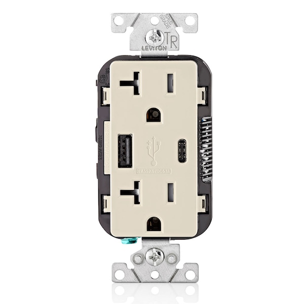 Leviton ELECTRICAL RECEPTACLES LA COMBDUP REC TYPE AC USBPT CHGR20A125V - T5833-T