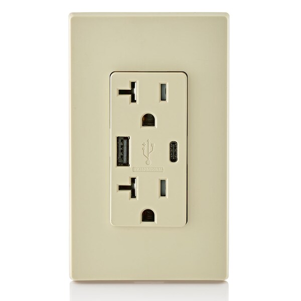 Leviton ELECTRICAL RECEPTACLES IV COMBDUP REC TYPE AC USBPT CHGR20A125V - T5833-I