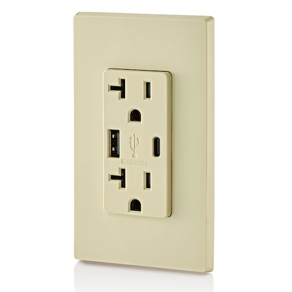Leviton ELECTRICAL RECEPTACLES IV COMBDUP REC TYPE AC USBPT CHGR20A125V - T5833-I