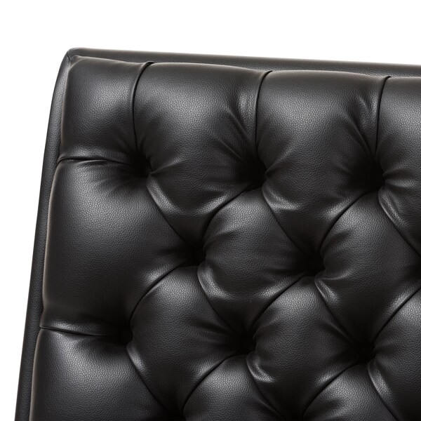 Baxton Studio Annetha Black Upholstered Walnut Finished Wood Lounge Chair - 144-7933