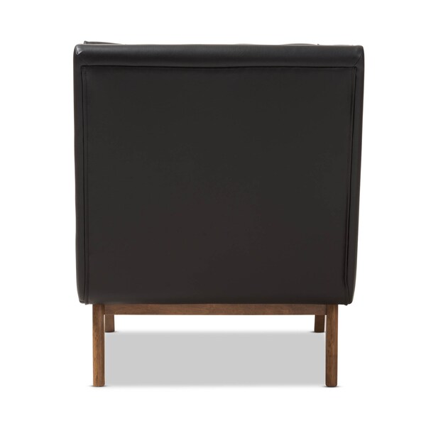 Baxton Studio Annetha Black Upholstered Walnut Finished Wood Lounge Chair - 144-7933