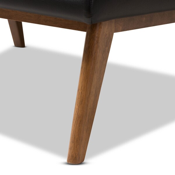 Baxton Studio Annetha Black Upholstered Walnut Finished Wood Lounge Chair - 144-7933