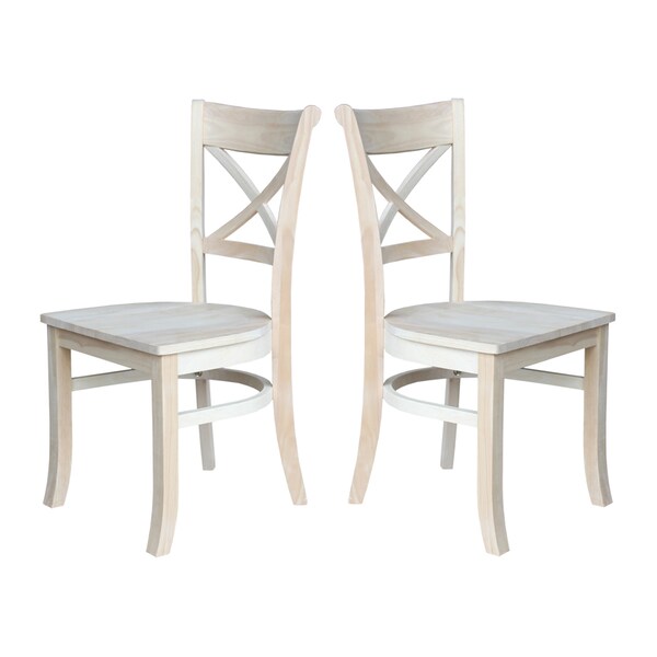 International Concepts Set of 2 Charlotte X-Back Chairs, Unfinished - C-31P