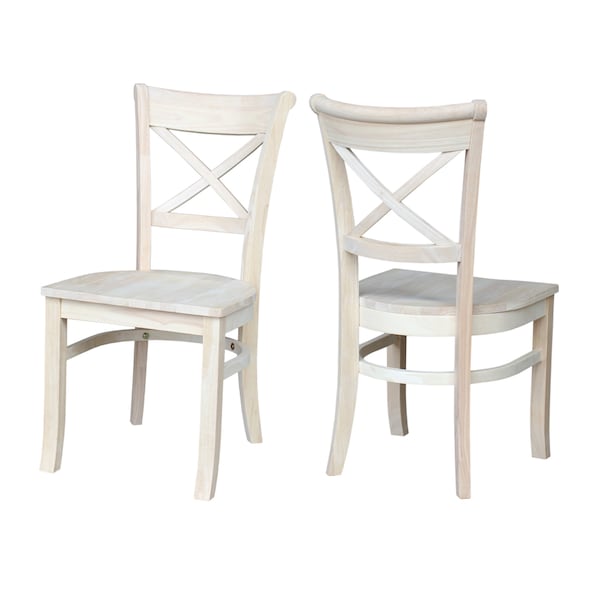 International Concepts Set of 2 Charlotte X-Back Chairs, Unfinished - C-31P