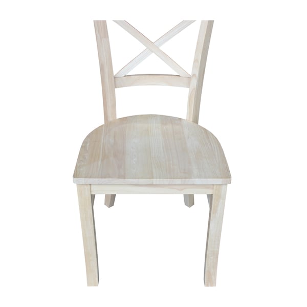 International Concepts Set of 2 Charlotte X-Back Chairs, Unfinished - C-31P