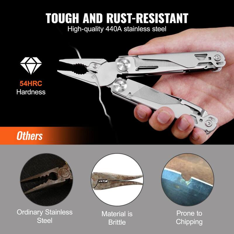SVOPES 17-in-1 Multitool Pliers, Multi-Function Tool with Cutters, Knife Scissors Ruler Screwdrivers Wood Saw Can/Bottle Opener - DGNQ440ABXG10UZ8FV0-0819