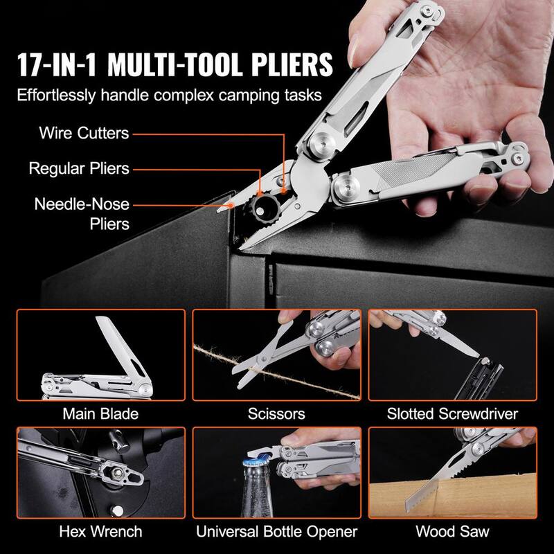SVOPES 17-in-1 Multitool Pliers, Multi-Function Tool with Cutters, Knife Scissors Ruler Screwdrivers Wood Saw Can/Bottle Opener - DGNQ440ABXG10UZ8FV0-0819