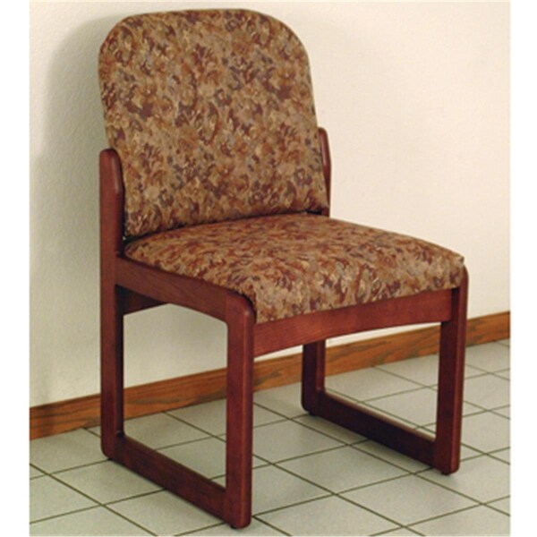 Wooden Mallet Prairie Armless Guest Chair in Mahogany - Watercolor Rose - DW8-1MHWR