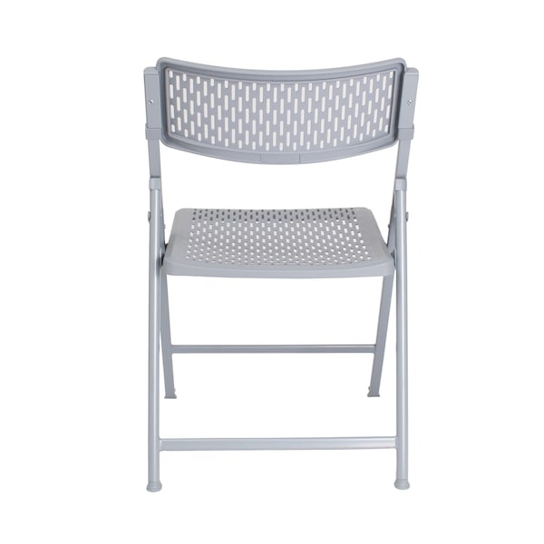 National Public Seating Airflex Series Premium Polypropylene Folding Chair, Platinum, 4PK - 1412