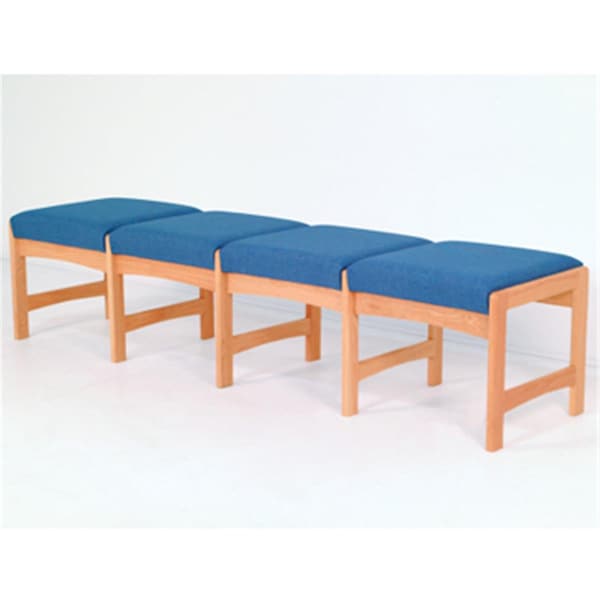 Wooden Mallet Four Seat Bench in Light Oak - Powder Blue - DW5-4LOPB