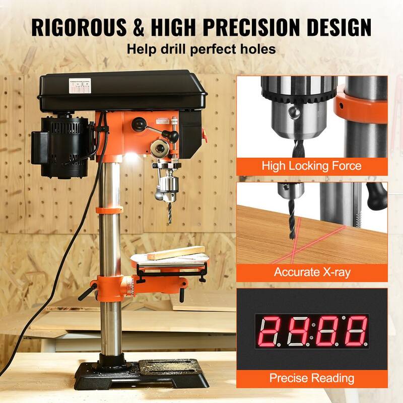 SVOPES 12 in. Benchtop Drill Press 5 Amp Variable Speed Cast Iron Bench Drill Press for Wood Metal - TSZCBS50A12MIPNMTV1-V0820