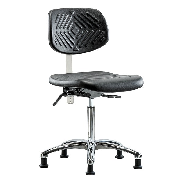 Zoro Select Clean Room Chair Ergonomic Chair, No Arms, 20-1/4" to 28" Height, Vinyl, Black - BR-NCR-PMBCH-CR-T1-A0-NF-RG-BLK