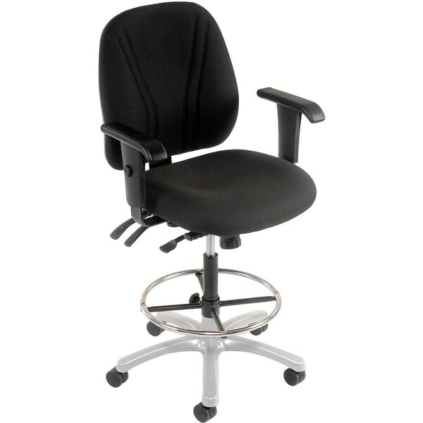 Interion By Global Industrial Interion Manager Stool With Arms, Fabric, 360 Degree Footrest, Black - 808699BK