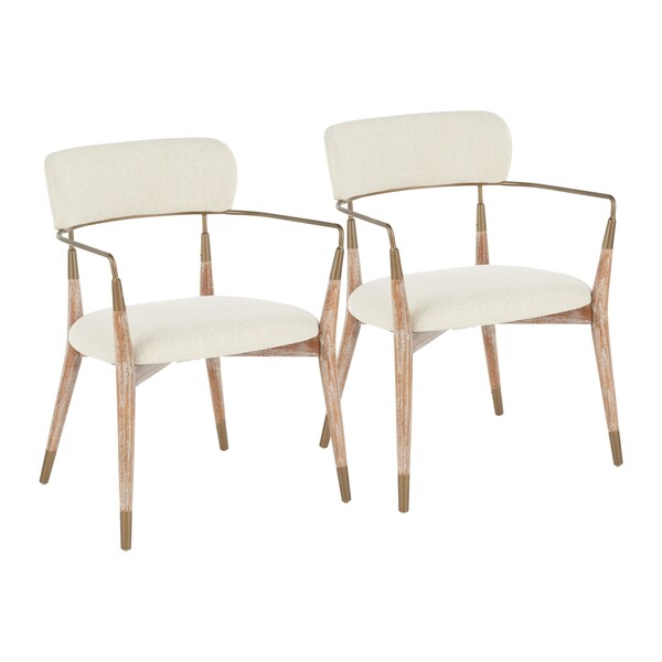 Lumisource Savannah Chair in White Washed Wood, Cream Fabric and Copper, PK 2 - CH-SAVANNAH WWNCR2
