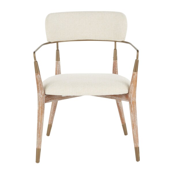 Lumisource Savannah Chair in White Washed Wood, Cream Fabric and Copper, PK 2 - CH-SAVANNAH WWNCR2