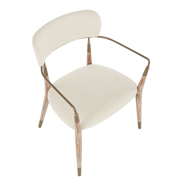 Lumisource Savannah Chair in White Washed Wood, Cream Fabric and Copper, PK 2 - CH-SAVANNAH WWNCR2