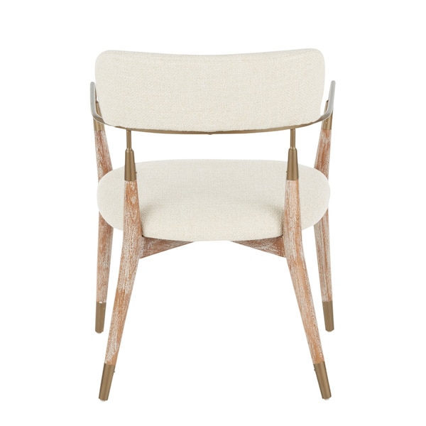 Lumisource Savannah Chair in White Washed Wood, Cream Fabric and Copper, PK 2 - CH-SAVANNAH WWNCR2