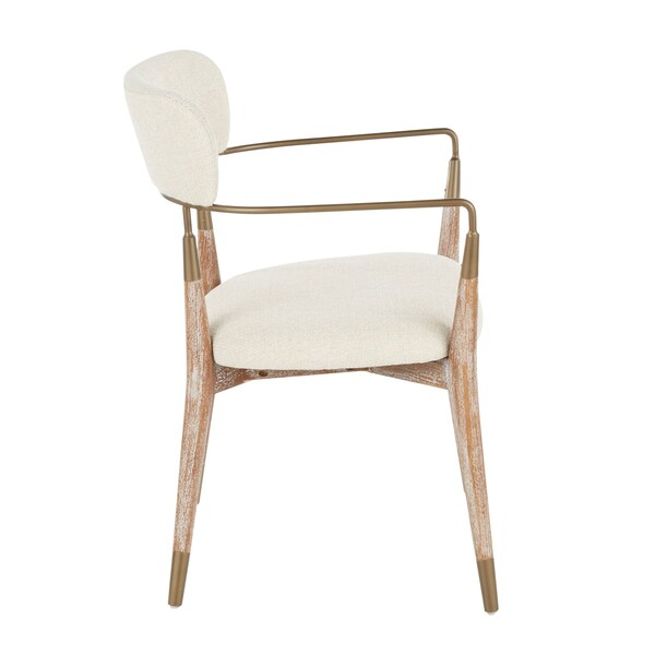 Lumisource Savannah Chair in White Washed Wood, Cream Fabric and Copper, PK 2 - CH-SAVANNAH WWNCR2
