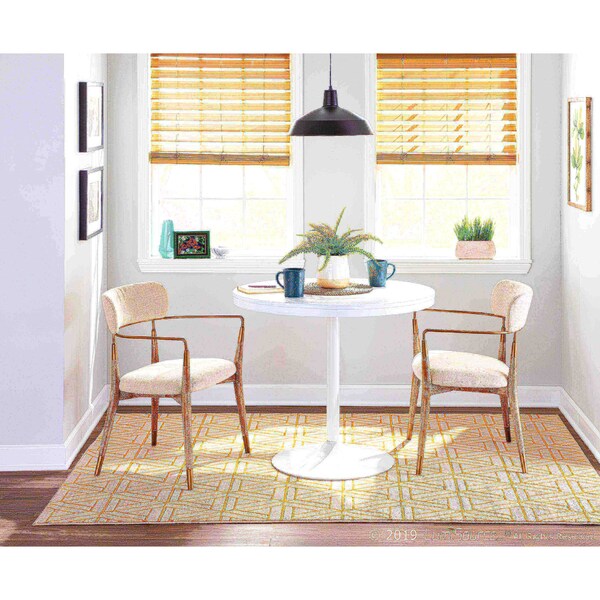 Lumisource Savannah Chair in White Washed Wood, Cream Fabric and Copper, PK 2 - CH-SAVANNAH WWNCR2