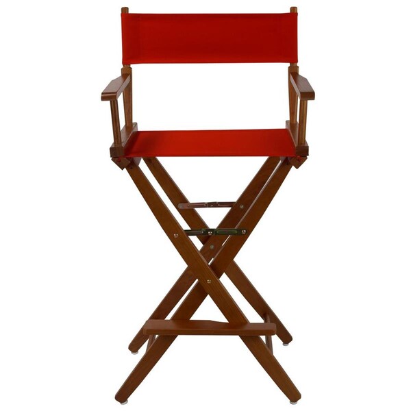 American Trail 206-34-032-11 30 in. Extra-Wide Premium Directors Chair, Oak Frame with Red Color Cover - 206-34/032-11