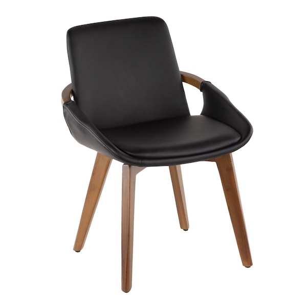 Lumisource Cosmo Chair in Walnut and Black Faux Leather - CH-COSMO WL+BK