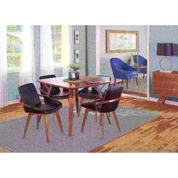 Lumisource Cosmo Chair in Walnut and Black Faux Leather - CH-COSMO WL+BK