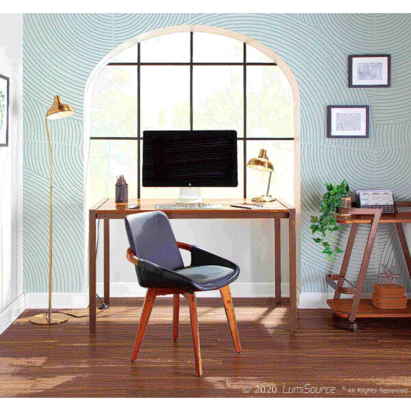 Lumisource Cosmo Chair in Walnut and Black Faux Leather - CH-COSMO WL+BK