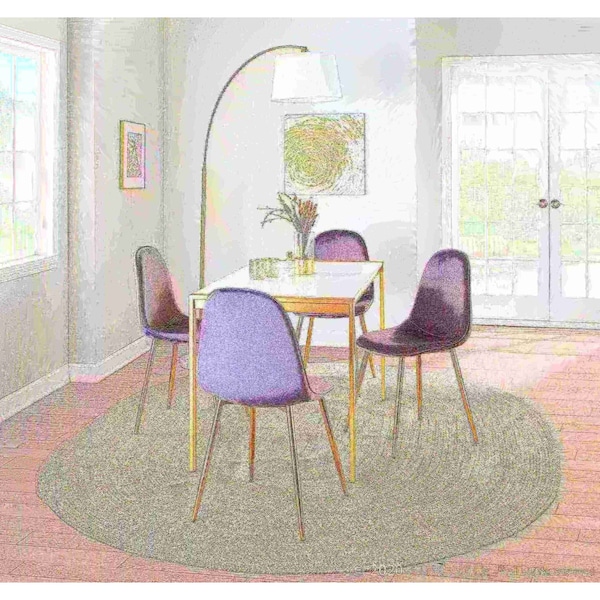 Lumisource Pebble Chair in Gold Steel and Grey Velvet, PK 2 - CH-PEBBLE AUVGY2