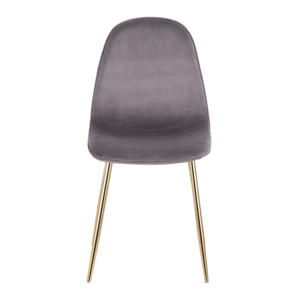 Lumisource Pebble Chair in Gold Steel and Grey Velvet, PK 2 - CH-PEBBLE AUVGY2