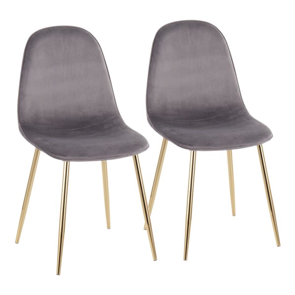 Lumisource Pebble Chair in Gold Steel and Grey Velvet, PK 2 - CH-PEBBLE AUVGY2