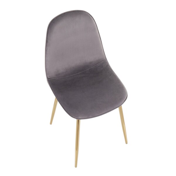 Lumisource Pebble Chair in Gold Steel and Grey Velvet, PK 2 - CH-PEBBLE AUVGY2