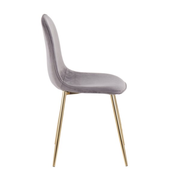 Lumisource Pebble Chair in Gold Steel and Grey Velvet, PK 2 - CH-PEBBLE AUVGY2