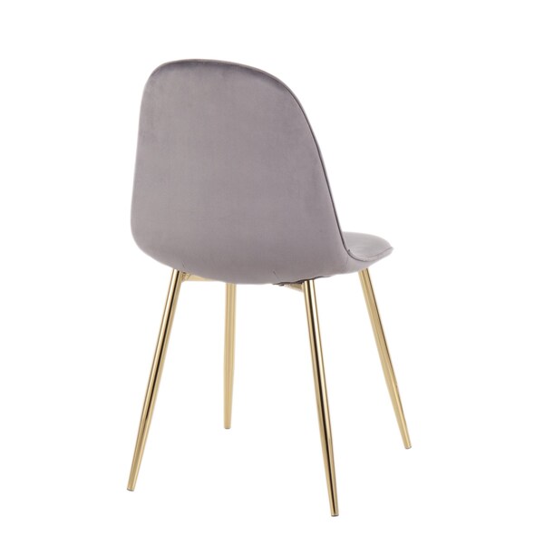 Lumisource Pebble Chair in Gold Steel and Grey Velvet, PK 2 - CH-PEBBLE AUVGY2