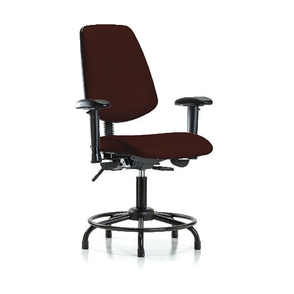 Blue Ridge Ergonomics Medium Bench Chair Adjustable Arms, 22" to 29" Height, Vinyl, Burgundy - BR-VMBCH-MB-RT-T1-A1-RG-8569