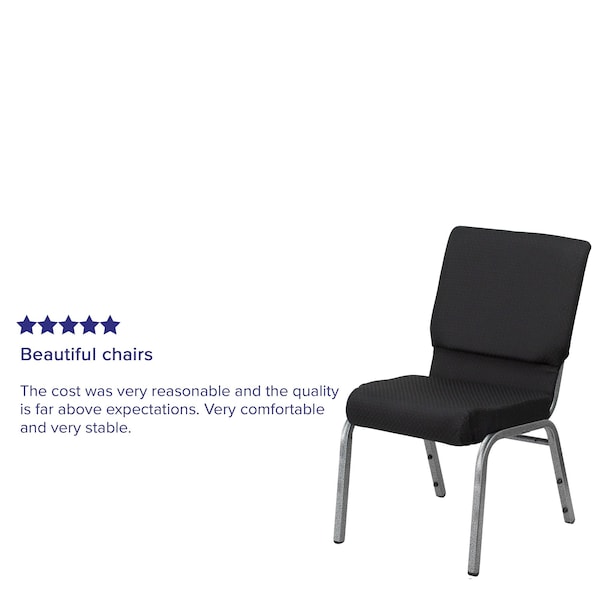 Flash Furniture Stacking Chair, Black Seat, Black Back, 19 1/4 in W 25 in L 33 1/4 in H, Armless, Fabric Seat - FD-CH02185-SV-JP02-GG